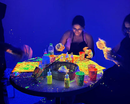 Glow in the Dark Fluid Art: Neon Paint Experience for Three