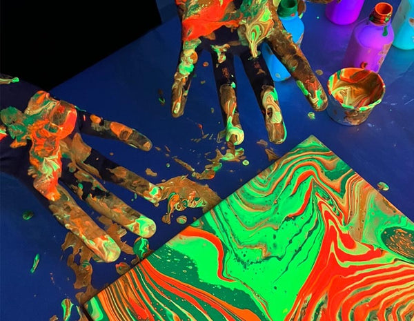 Glow in the Dark Fluid Art: Neon Paint Experience For Two