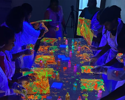 Glow in the Dark Fluid Art: Neon Paint Experience for Three