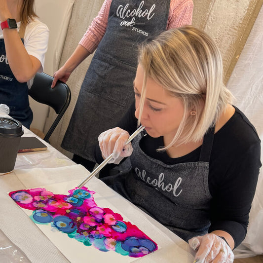 An Alcohol Inks Art Experience For One