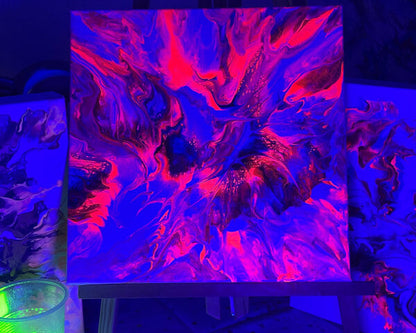 Glow in the Dark Fluid Art: Neon Paint Experience for Three